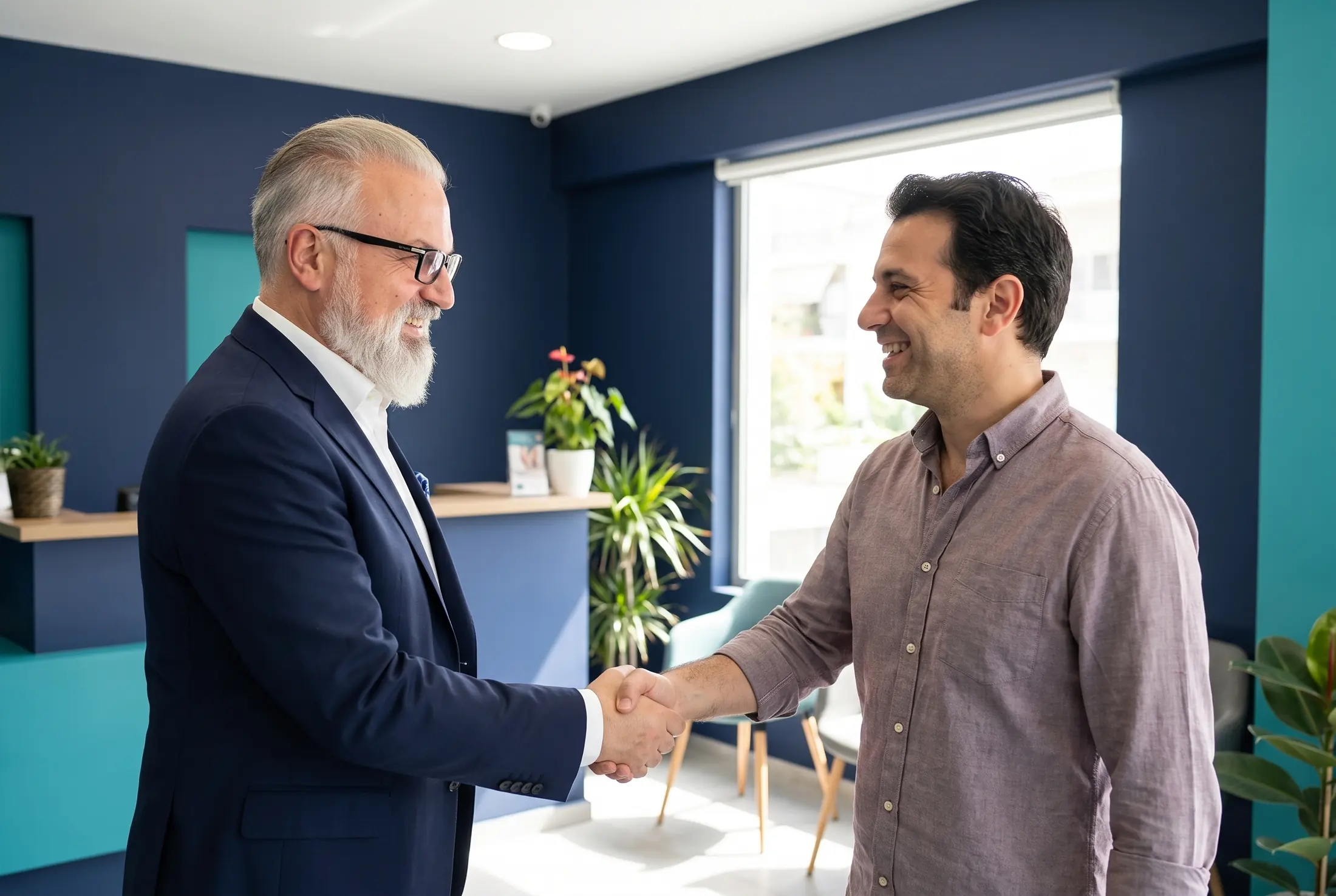 A doctor and patient shaking hands