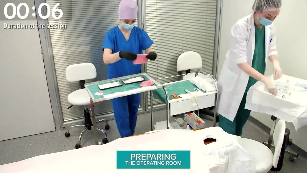 The medical team preparing the operating room